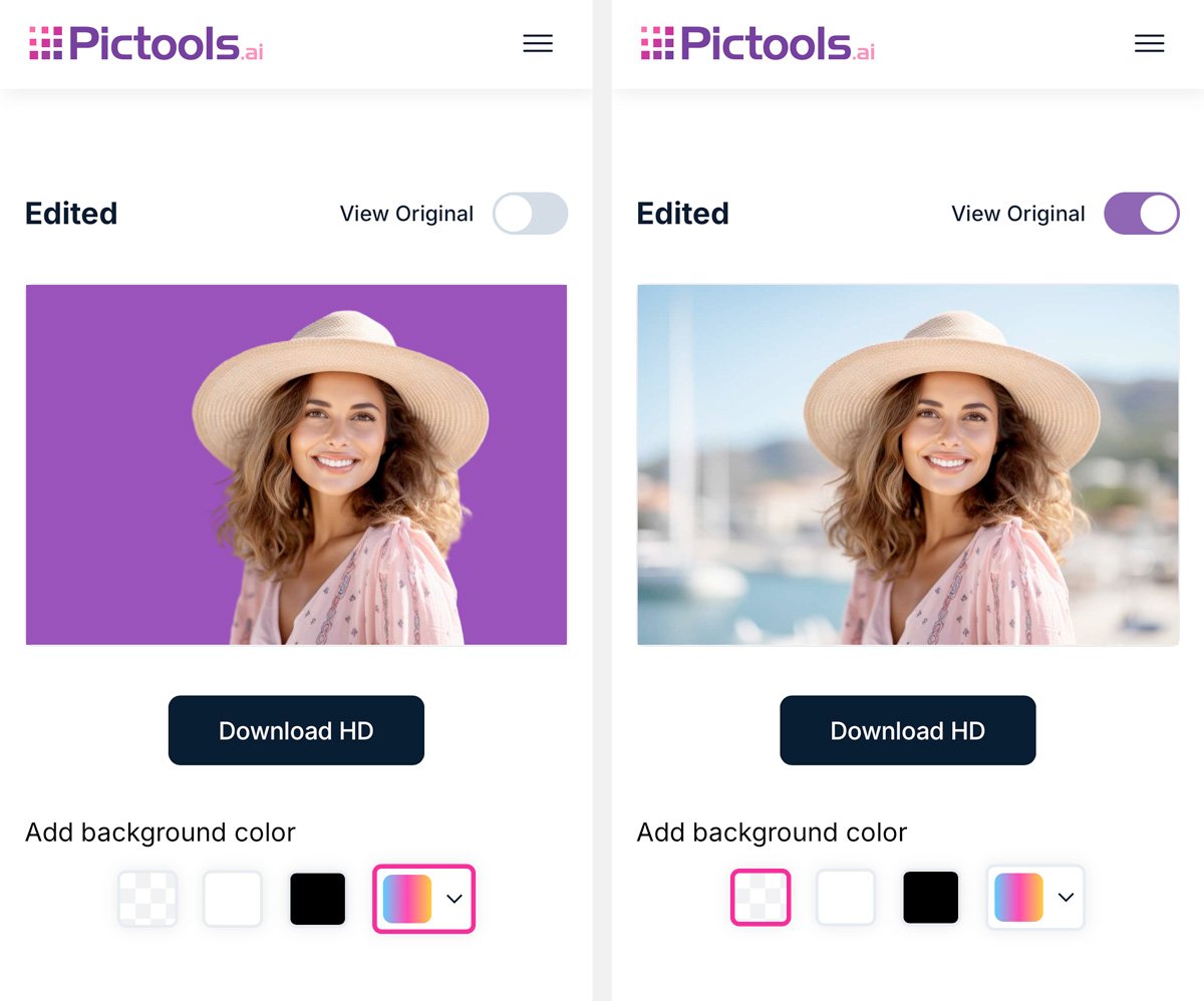Change the background color of your image on iPhone and download the image in HD