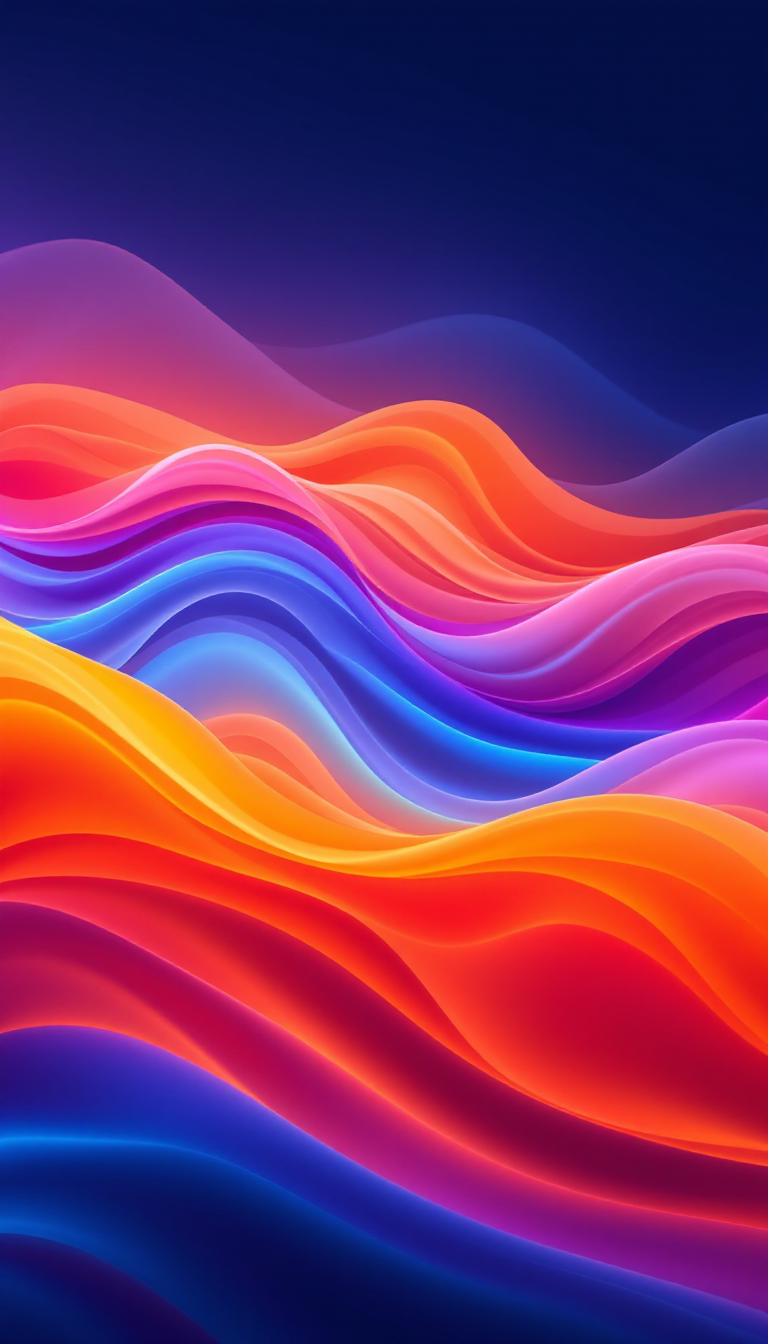 AI-generated mobile wallpaper featuring vivid gradient waves in sunset hues, creating a dynamic and vibrant backdrop.
